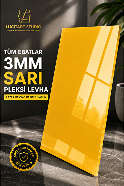 Arıkoğlu Reklam ve Yapı 3 mm Sarı Pleksi Levha – Parlak Akrilik Plaka – Lazer...