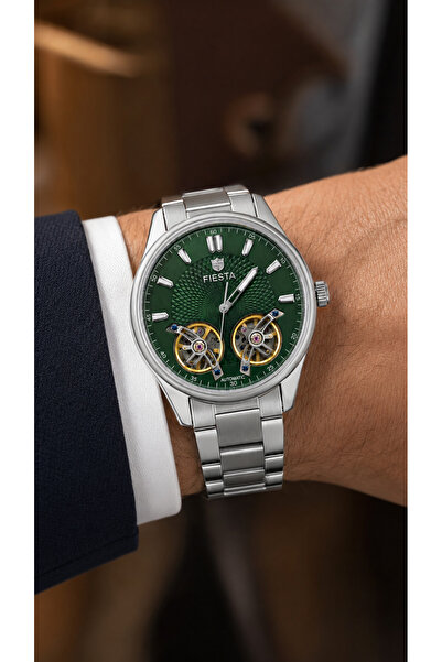 Fiesta Men's Automatic Double Balance Green Dial Metal Cord Wristwatch 2 Year...