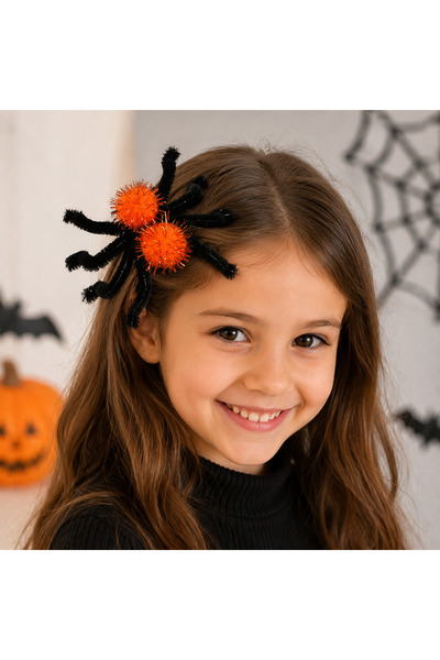 BUCHE Halloween Örümcek Saç Tokası Siyah Peluş Örümcek Aksesuarı – Çocuk Cadı...