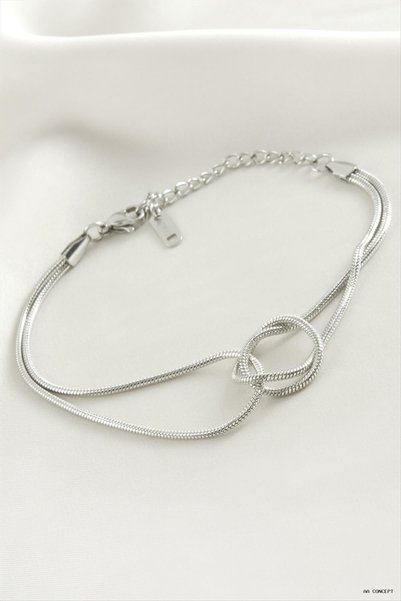 ZERO LAND Concepta Braided Cylinder Irli Steel Bracelet (01426) Silver Color