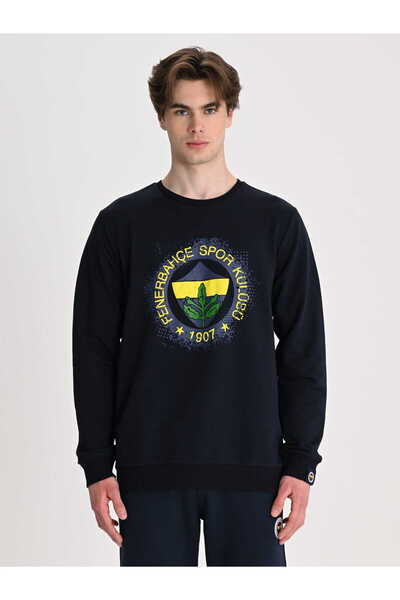 Fenerbahçe Sarı Lacivert Tribün Tramlı Logo Erkek Sweatshirt