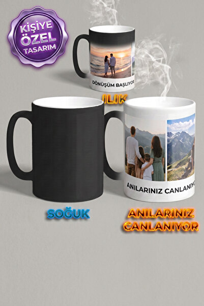 DeseneBak Kişiye Özel Sihirli Renk Değiştiren Kupa Bardak Hediye Resim, Logo,...