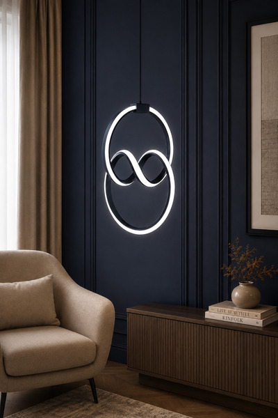 EvLight İmza Siyah Modern Sarkıt Led Avize Beyaz Işık Salon Mutfak Oda Hol Ledli Avize