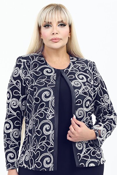 Ladies First Büyük Beden 4072 Lacivert Ceket+Bluz Takım