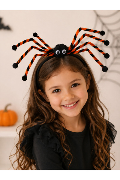 BUCHE Halloween Örümcek Taç Siyah Turuncu Çocuk Saç Tacı – Cadılar Bayramı Ak...
