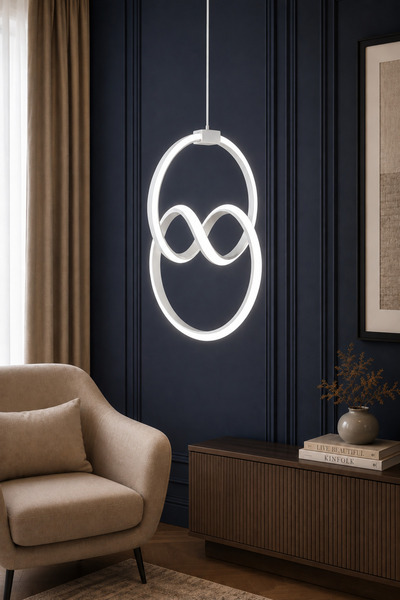 EvLight İmza Beyaz Modern Sarkıt Led Avize Beyaz Işık Salon Mutfak Oda Hol Ledli Avize