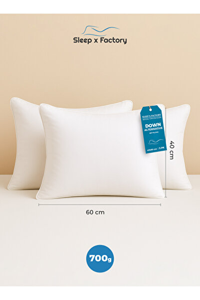 Sleep x Factory وسادة بيضاء على طراز الفنادق - 60×40 سم - نسيج خارجي من الألي...