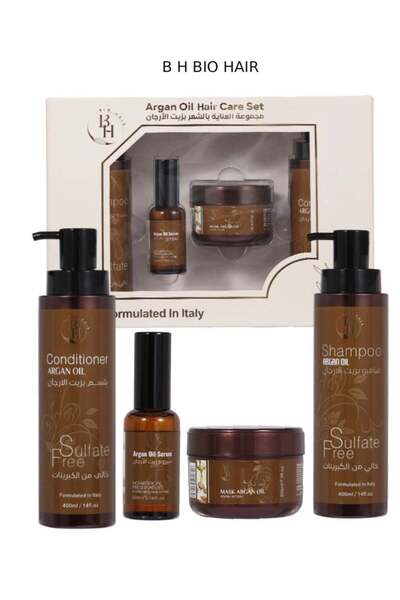 B H BIO HAIR بايوهير - مجموعة العناية بالشعر بزيت الأرجان الخالية من الكبريتا...