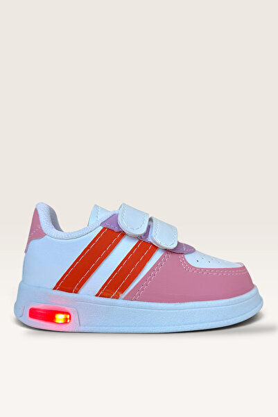 Liger Işıklı Unisex Rahat Hafif Çocuk Spor Ayakkabı PUDRA - TURUNCU