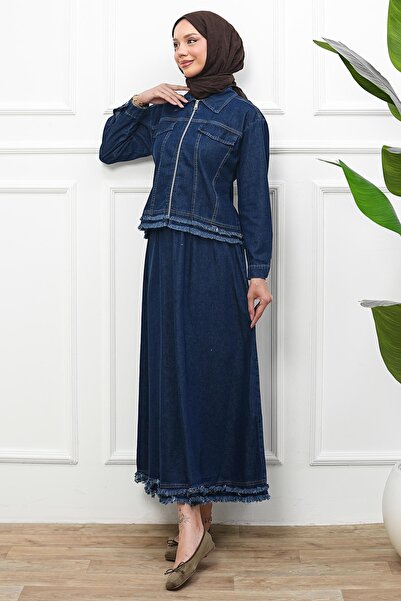 İmajButik Modest Two Piece Set - Blue - Long