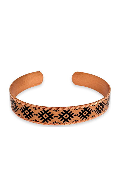 Erol Bakır Copper black mesh geometric thin copper bracelet, adjustable