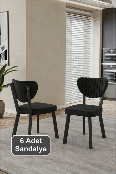 İLİNA 6 Adet Elma Sandalye Baby Face Kumaş Metal Iskelet Mutfak Yemek Masası ...