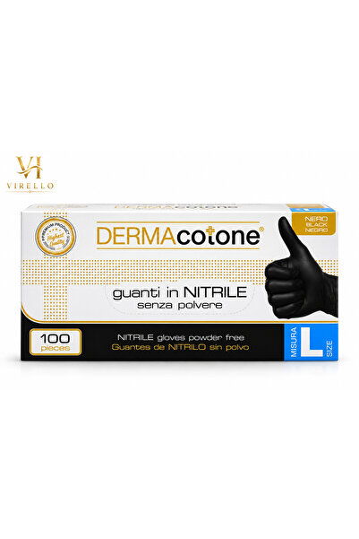 COTONE DERMAcotone nitrile gloves, black, powder-free, size L, 100 pieces