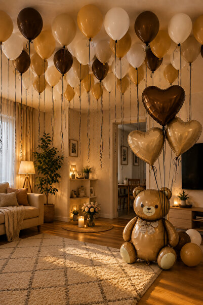 HAPPYLOOPPARTY Bohemian Birthday Decoration Set Teddy Bear Foil Balloon, Hear...