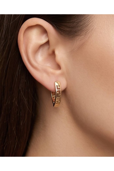 Portakal Esintisi Laberis Labyrinth Motif Ring Steel Xuping Earrings