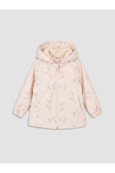 LC Waikiki LCW baby Pembe Kapüşonlu Kiraz Baskılı Kız Bebek Mont