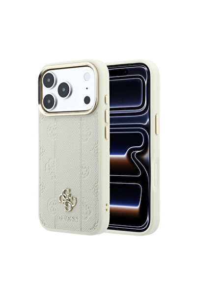 Guess iPhone 18 Pro Kılıf Lisanslı M-safe Özellikli Şeritli Peony 4G ve Yazı ...