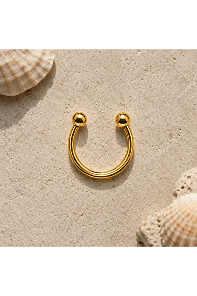 316L Cerrahi Çelik Altın Renk Toplu Yarım Halka Piercing Burun Dudak Septum Tragus