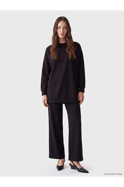 LC Waikiki Nevavm Farkıyla Lcw Modest Black Interlock Stoned Loose & Baggy Wo...