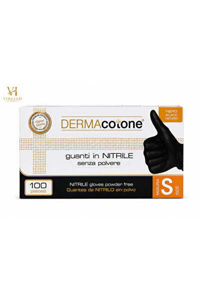COTONE Mănuși din nitril DERMAcotone, negre, fără pudră, mărimea S, 100 bucăți