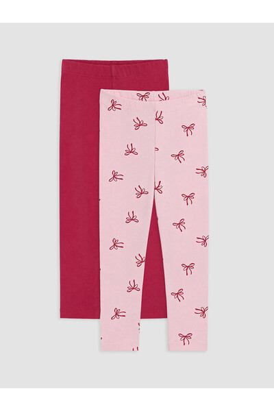 LC Waikiki Nevavm Pink Patterned Standard & Regular Elastic Waist Girls' Legg...