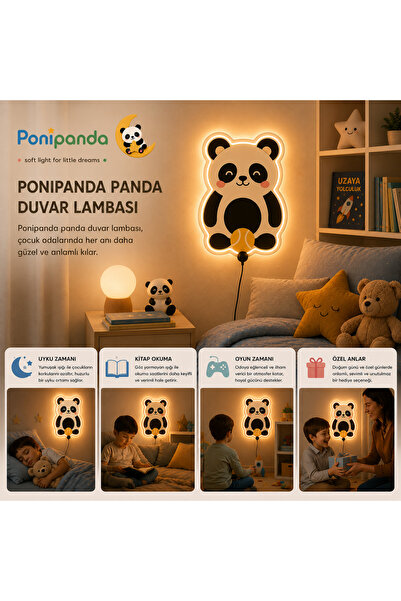 Genel Markalar PONİPANDA PANDA TASARIMLI RENK DEĞİŞTİREN RGB LED ÇOCUK ODASI ...