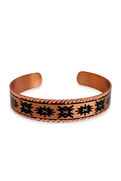 Erol Bakır Copper black star thin copper bracelet, adjustable