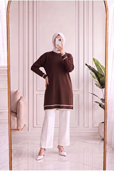 Holehola Sabiyar Crew Neck Tunic with Six Stripes on the Sleeve and Bottom-Sy...