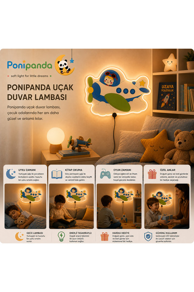 ışıklı uçak çocuk oda aksesuarı