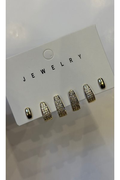 ADENNA JEWELRY Set of 6 Zircon Cubic Zirconia Earrings