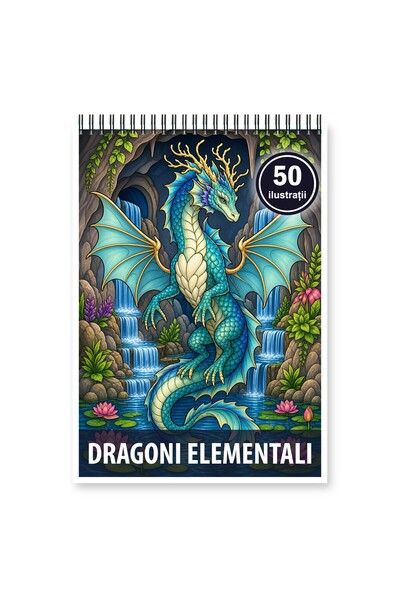 Legendary Gifts Coloring book, 50 illustrations Elemental Dragons, Format: A5