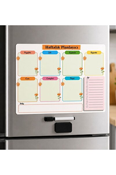 Seçkin Trend Haftalık Planlayıcı Buzdolabı Magnet, Kalem Silinebilir, Mıknatıslı Yazı Tahtası