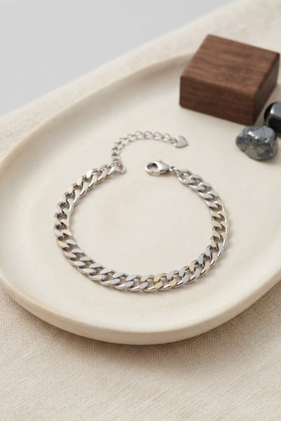 Skygo 316L Steel Cuban Chain Model Silver Color Men's Bracelet Tj-Eb3799