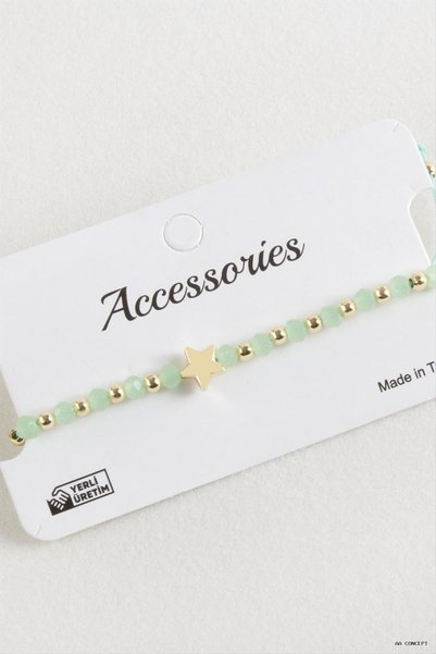 ZERO LAND CONCEPTA Star Crystal Macramé Cord (162333) Bracelet, Green