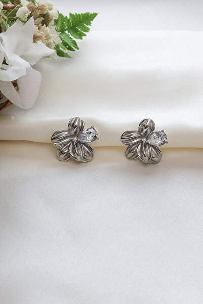 Archhazel Jewelery Steel Earrings - Gray - Zircon