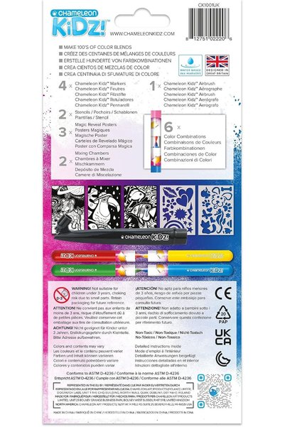 Chameleon KIDZ™ The Original BLENDY PENS - Mix, Color, Spray, Blend & Stencil (Travel 4 Marker Creativity Kit)