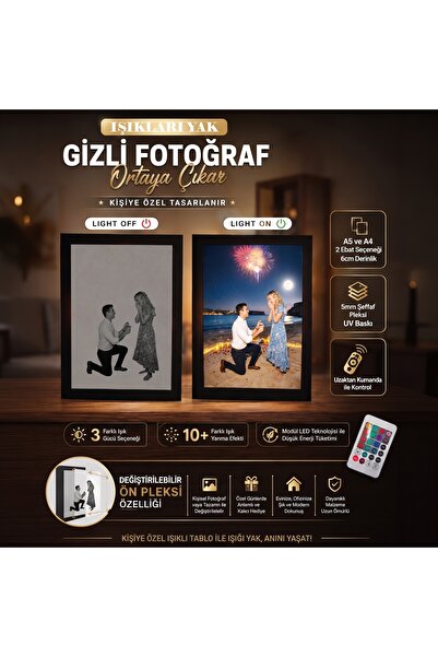 Kutup Yıldızı Tasarım Atölyesi Kutup Yıldızı Kişiye Özel Sihirli Işıklı Tablo...