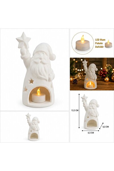Genel Markalar 3D PLA Noel Baba Ledli & Pilli Tealight Mumluk, Yılbaşı Dekora...