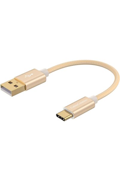 GENERAL كيبل كريشن كابل USB A الى C قصير مضفر بطول 1.6 قدم، كيبل شحن سريع 3 ا...