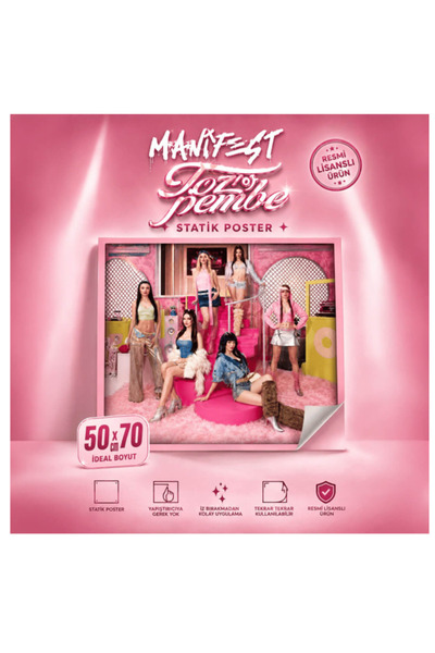 MANİFEST x Dekomus Lisanslı Toz Pembe Statik Poster - 50 x 70 Cm