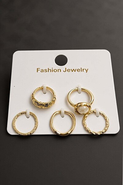 GeeS Global 5 Pieces of Pearl Joint Rings