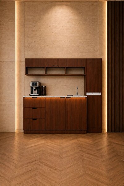 coffee world Modern Lighted Coffee Corner with White Wood Grain Surface and A...