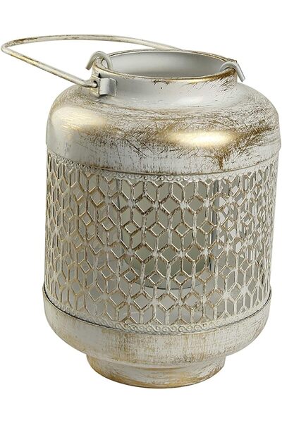 Other Decorative Metal White and Gold Candle Holder with Hanger - JF98