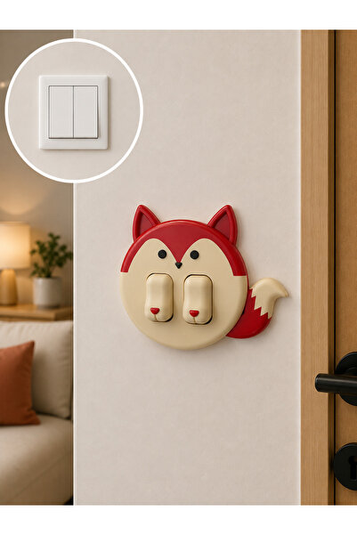 Tilki Dekoratif Işık Çiftli Anahtar Kapağı 8,6 × 8,6 cm