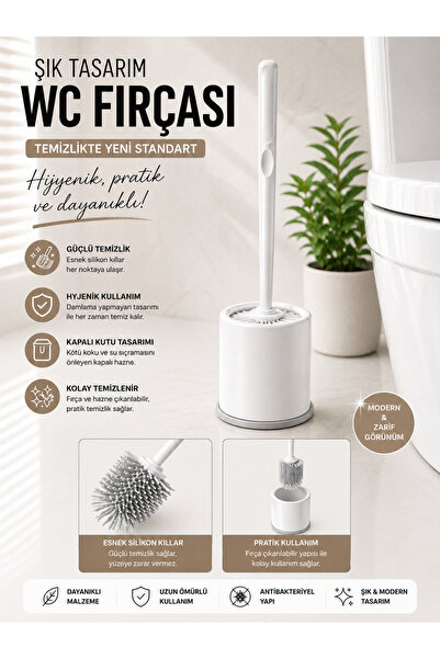 Mode Cool Silicone Toilet Brush Hygienic Toilet Cleaning Brush with Closed Ch...