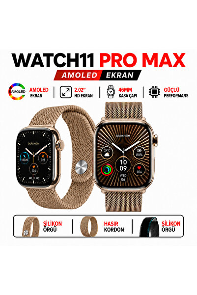 DURKHEİM Watch11 Pro Max Akıllı Saat Arama Konuşma Mesaj Yanıtlama Oyun Müzik...