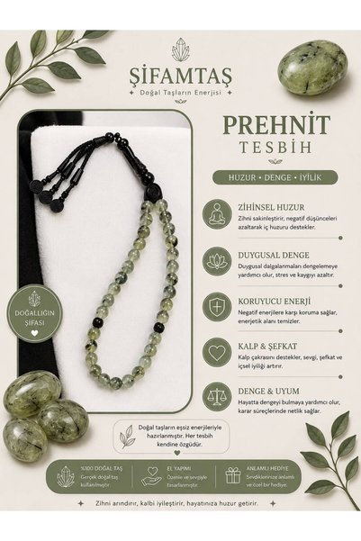 ŞİFAMTAŞ Prehnite Natural Stone Prayer Beads