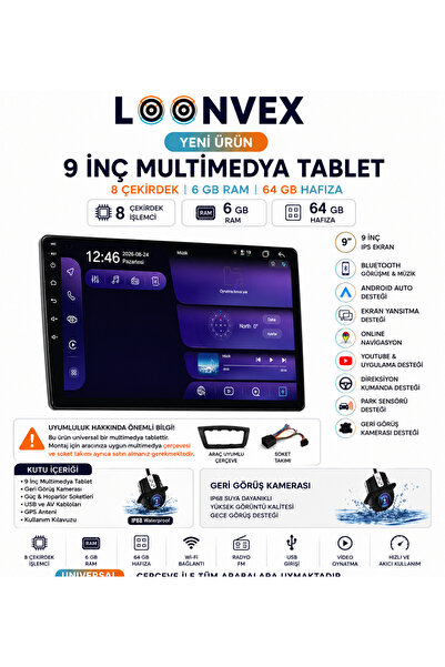 Premium 9 İnç Universal Multimedya Tablet Ekran 8 Çekirdek 6GB RAM 64GB Hafıza Geri Görüş Kameralı
