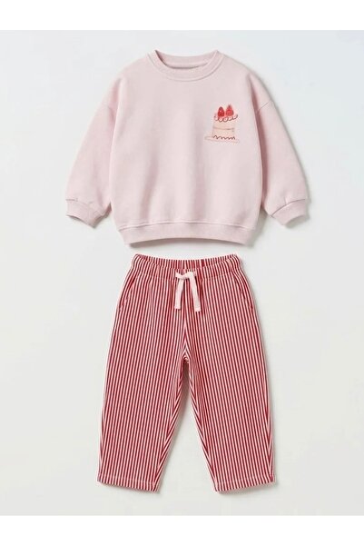 daisydolly Girl's Back Print Detailed Cotton Jogger Set