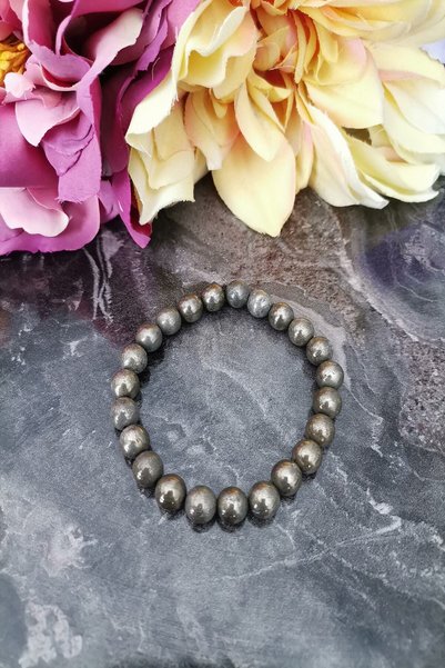 c-bhadu naturel Certified Pyrite Natural Stone Bracelet